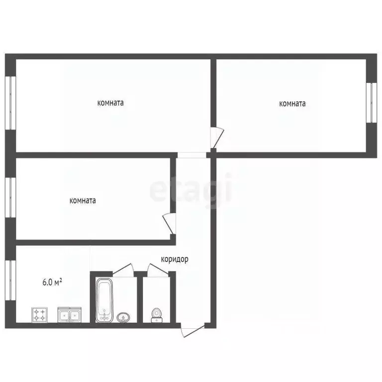 3-к кв. Владимирская область, Муром Радиозаводское ш., 48 (57.5 м) - Фото 1
