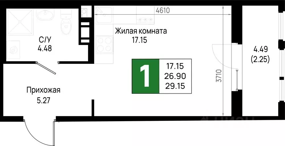 1-к кв. Ленинградская область, Всеволожский район, Свердловское ... - Фото 0