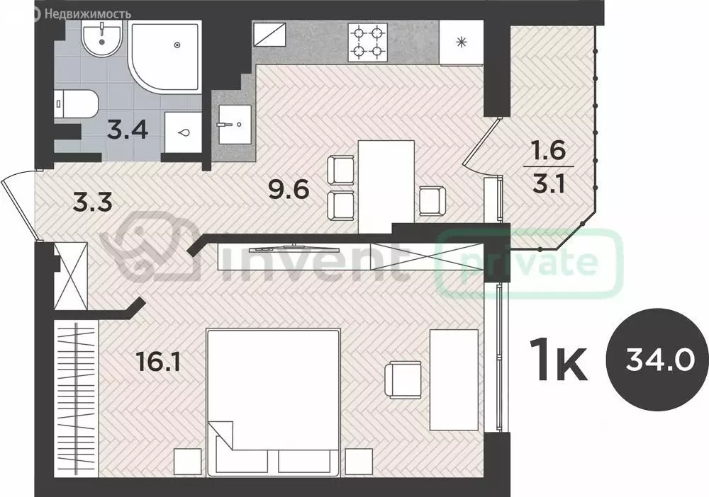 1-комнатная квартира: Калининград, Тихорецкий проезд, 5 (34 м) - Фото 0