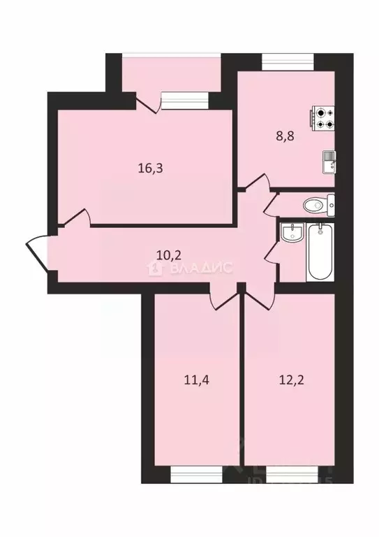 3-к кв. Вологодская область, Вологда Ленинградская ул., 75 (62.7 м) - Фото 1