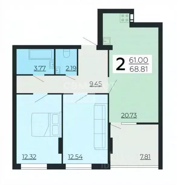 3-к кв. Липецкая область, Липецк ул. Качалова (68.81 м) - Фото 2