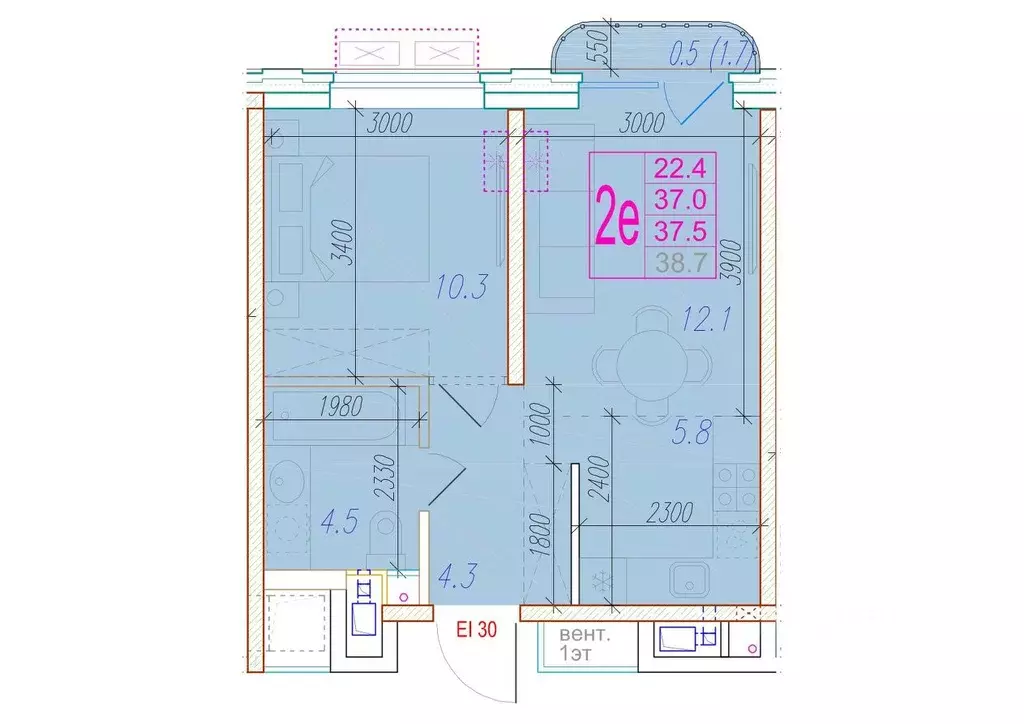 2-к кв. Астраханская область, Астрахань Августовская ул. (37.5 м) - Фото 1