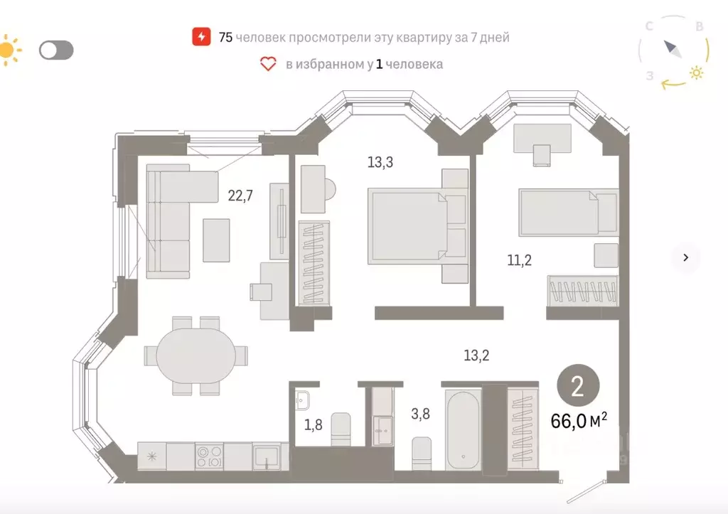 3-к кв. Свердловская область, Екатеринбург ул. Печерская, 4 (66.0 м) - Фото 0