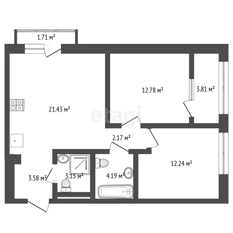 2-комнатная квартира: Тюмень, микрорайон Тарманы, улица Малышева, 31к1 ... - Фото 1