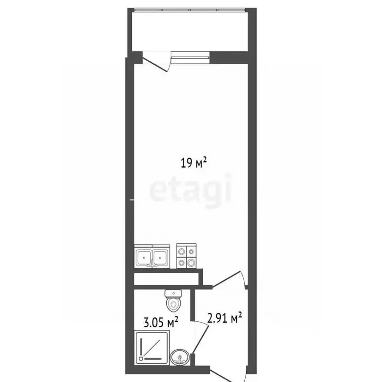 Студия Санкт-Петербург Союзный просп., 4 (24.9 м) - Фото 2