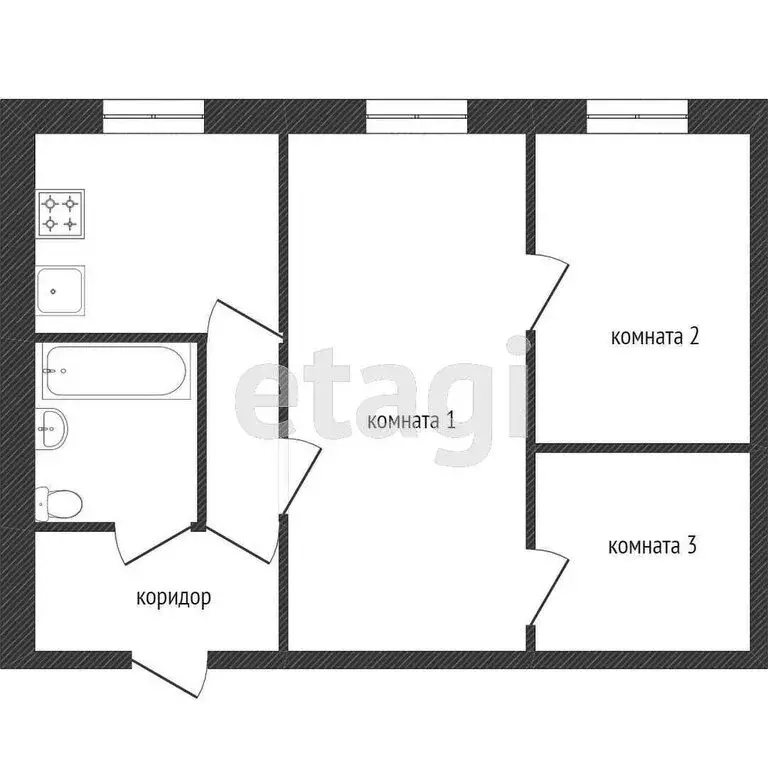 3-комнатная квартира: Кемерово, Октябрьский проспект, 33А (62.5 м) - Фото 1
