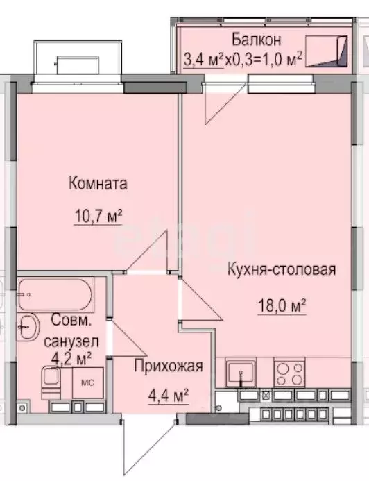 1-к кв. Удмуртия, Ижевск ул. Ключевой Поселок, 83А (40.7 м) - Фото 0