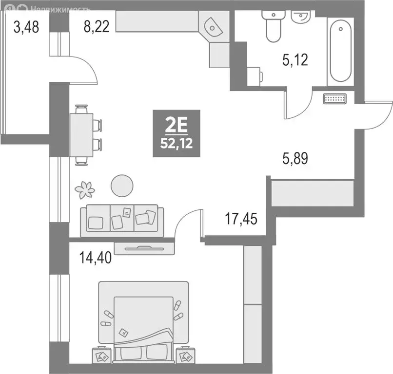 2-комнатная квартира: Киров, улица Рудницкого, 14 (51.92 м) - Фото 1