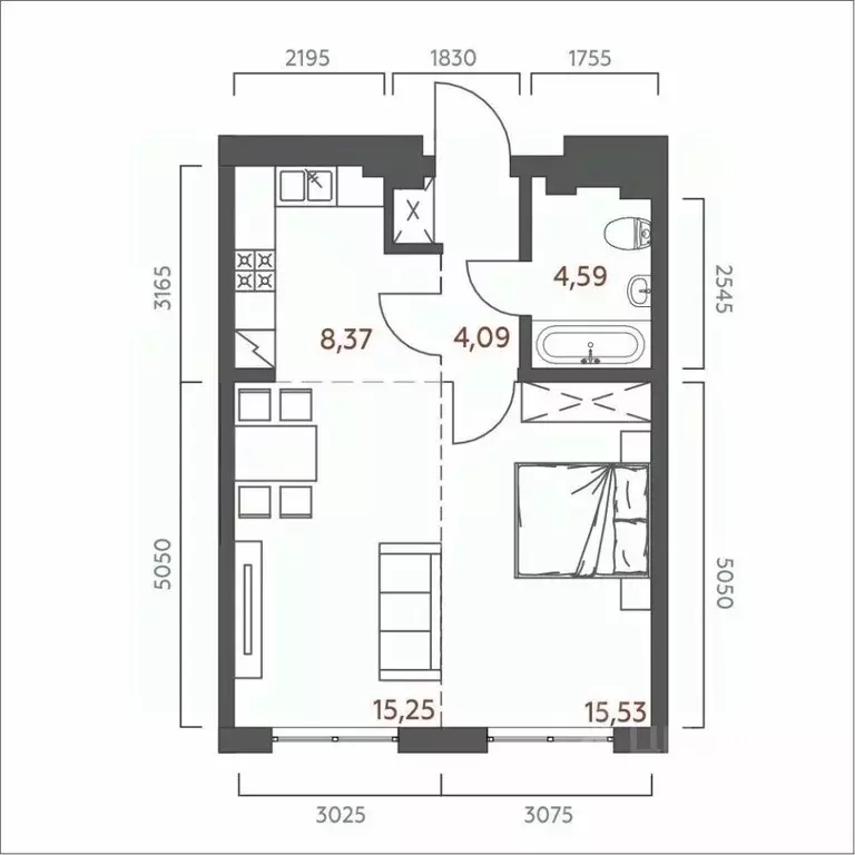 1-к кв. Иркутская область, Иркутск Дальневосточная ул., 46А (47.83 м) - Фото 0