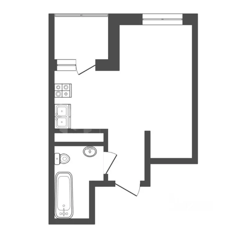 Студия Тюменская область, Тюмень Дамбовская ул., 27к1 (24.5 м) - Фото 1