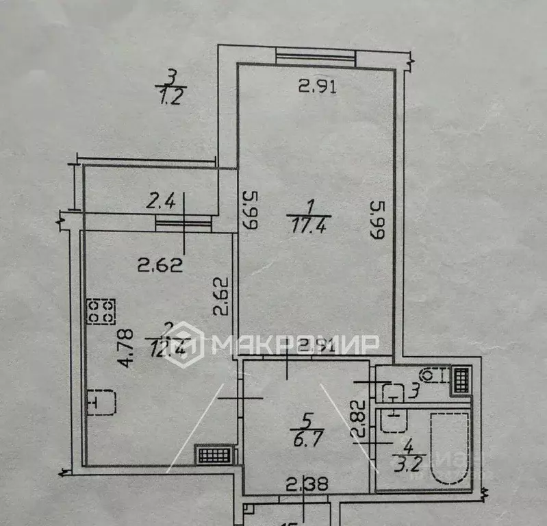 1-к кв. Санкт-Петербург ул. Беринга, 5 (41.0 м) - Фото 1