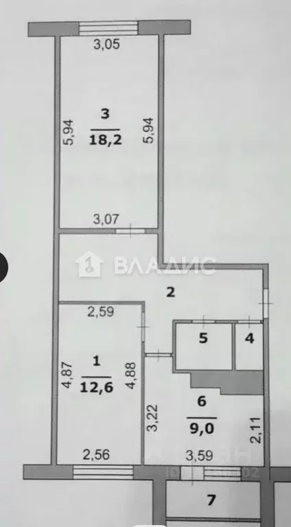 2-к кв. Белгородская область, Белгород Почтовая ул., 46б (56.0 м) - Фото 2