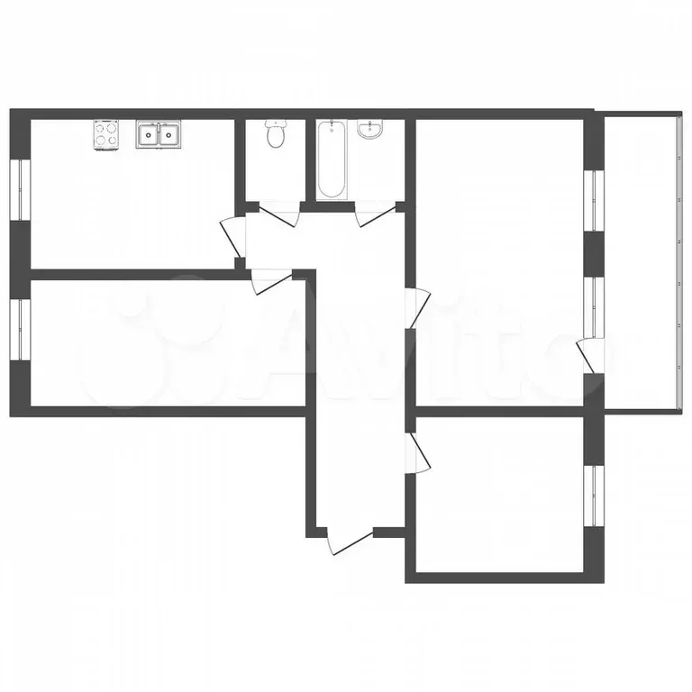 3-к. квартира, 56 м, 1/2 эт. - Фото 0