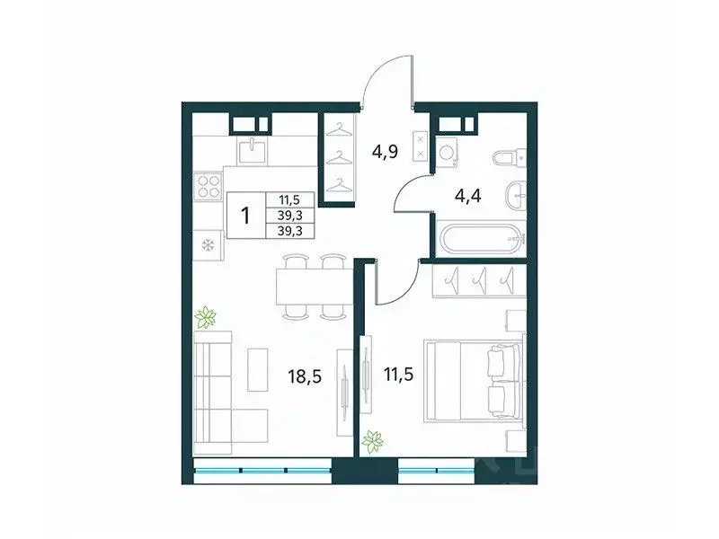 1-к кв. Забайкальский край, Чита Хороший мкр, 15 (39.3 м) - Фото 0
