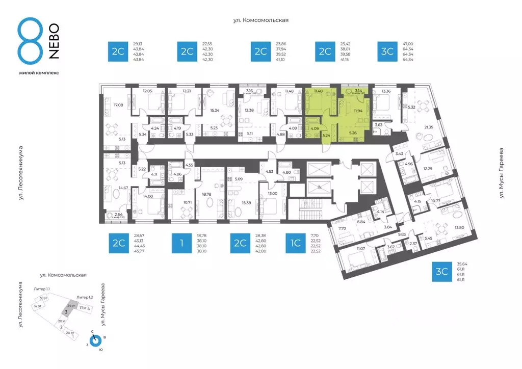 2-к кв. Башкортостан, Уфа Глумилино-1 мкр, 8-е Небо жилой комплекс ... - Фото 2