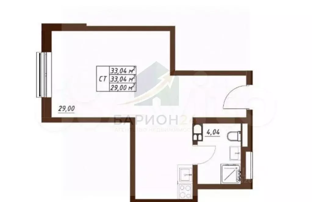Студия Калужская область, Обнинск Белкинская ул., 36 (32.5 м) - Фото 1