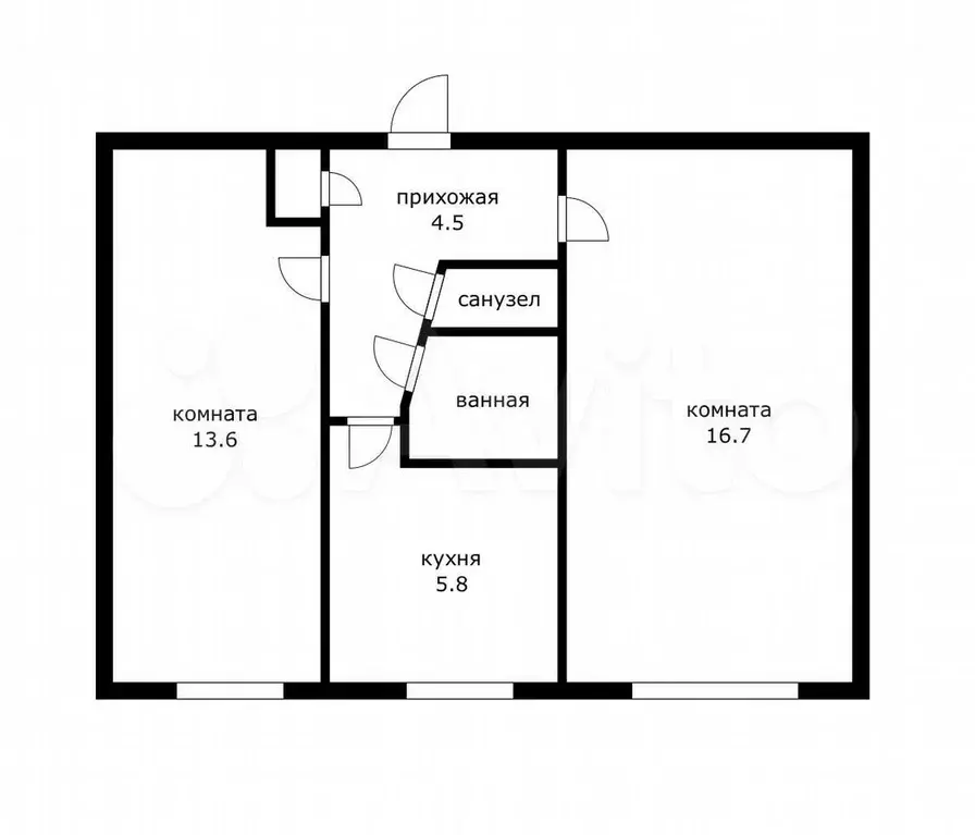 2-к. квартира, 45 м, 1/5 эт. - Фото 0