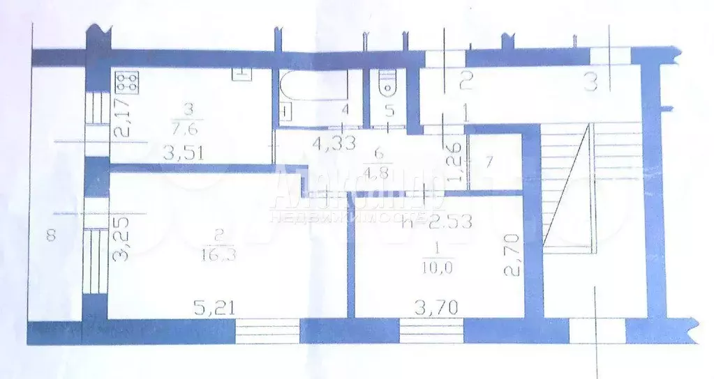 2-к. квартира, 47,1 м, 1/2 эт. - Фото 1