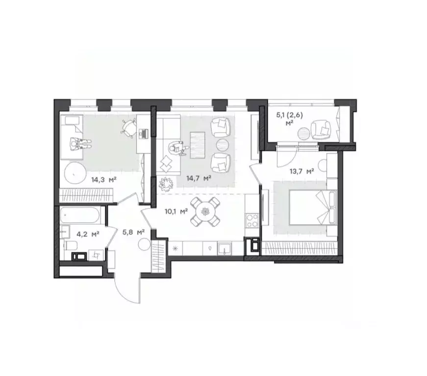 2-к кв. Ярославская область, Ярославль Тутаевское ш., 93Б (65.4 м) - Фото 1