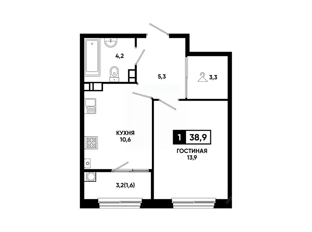 1-к кв. Ставропольский край, Ставрополь ул. Доваторцев, 179Гк1 (38.9 ... - Фото 1