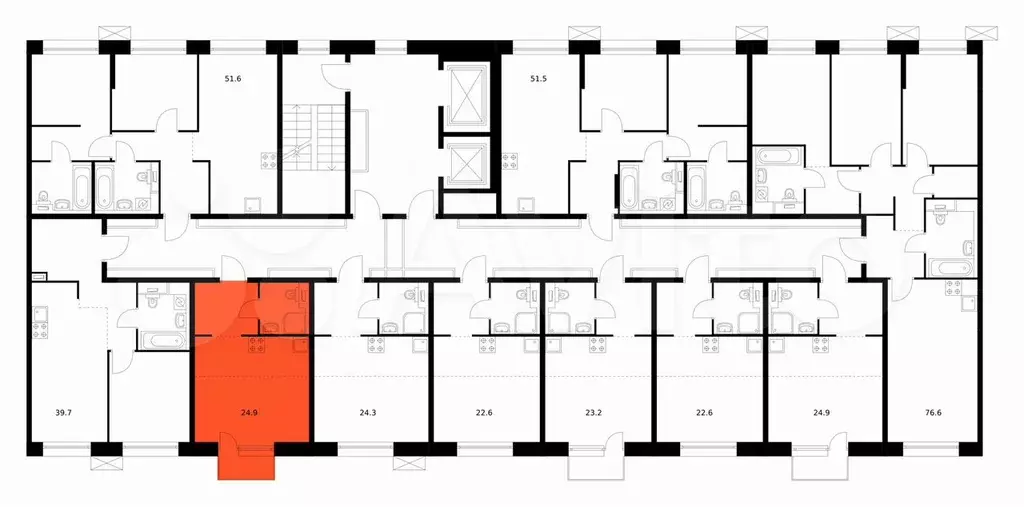 Квартира-студия, 24,9 м, 5/14 эт. - Фото 1