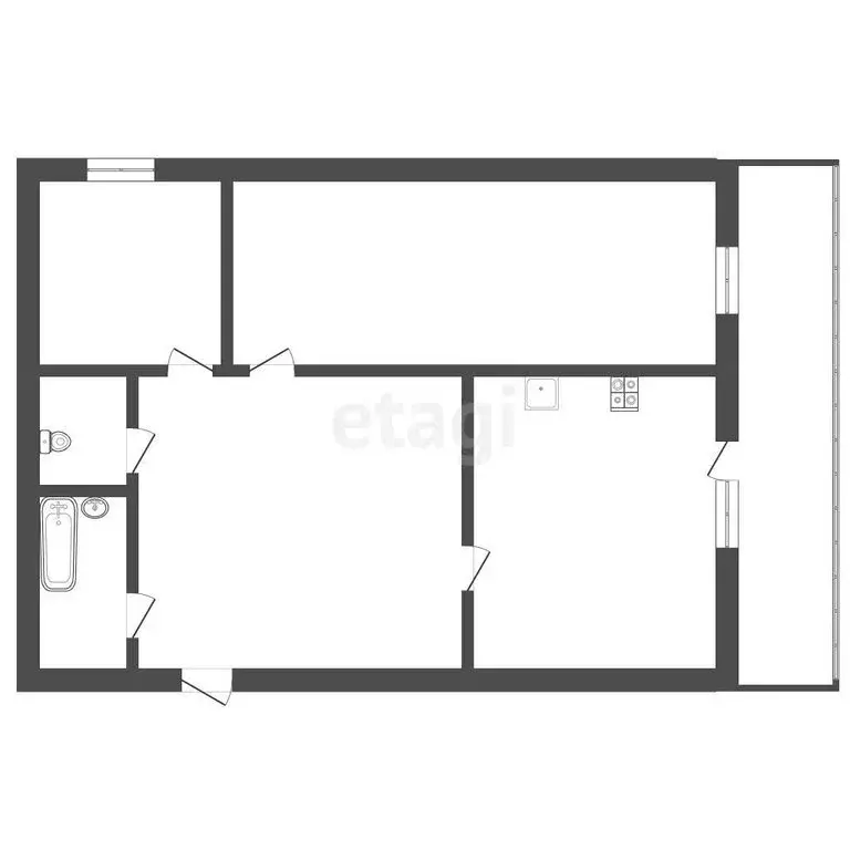 2-комнатная квартира: село Викулово, улица Карла Маркса, 40 (47.4 м) - Фото 1