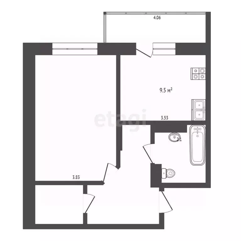 1-к кв. Калужская область, Калуга Пригородная ул., 41 (47.5 м) - Фото 2