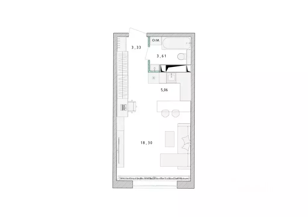 Студия Московская область, Пушкино Ярославское ш., 194 (30.4 м) - Фото 1