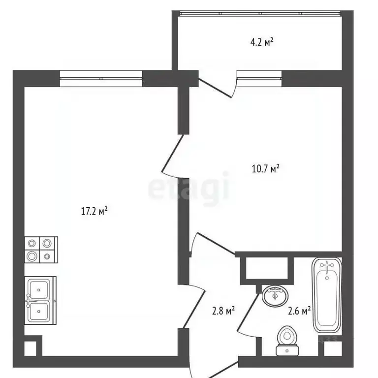 1-к кв. Санкт-Петербург дор. Муринская, 11к1 (33.3 м) - Фото 2