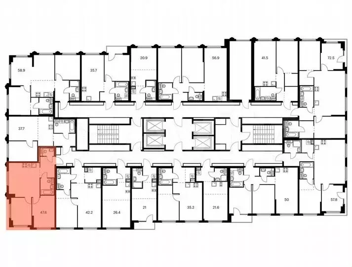 2-к. квартира, 47,6м, 20/32эт. - Фото 1