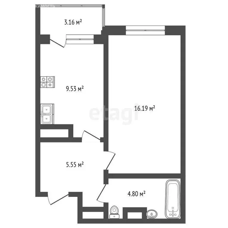 1-комнатная квартира: Новый Уренгой, проспект Губкина, 28 (35.2 м) - Фото 1