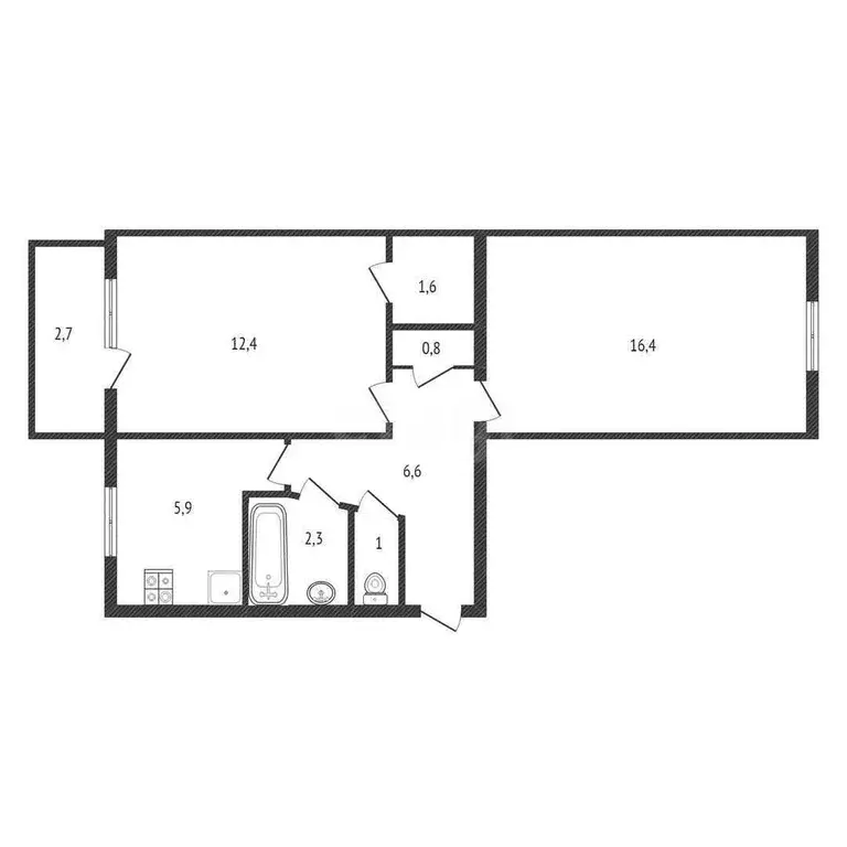 Квартира, 2 комнаты, 44 м - Фото 1
