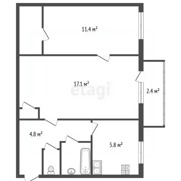 2-к кв. Санкт-Петербург ул. Карпинского, 28К3 (44.6 м) - Фото 2