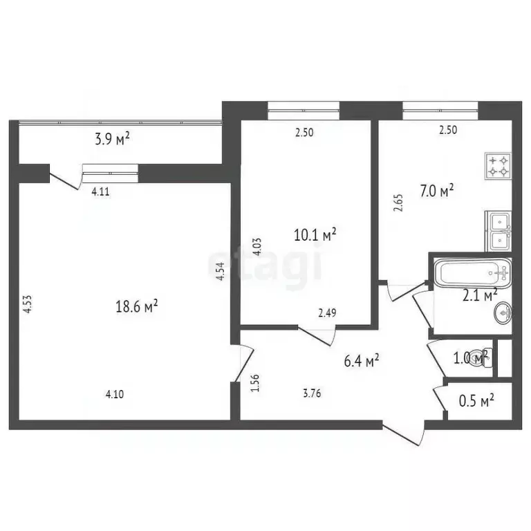 2-к кв. Санкт-Петербург Долгоозерная ул., 6К2 (46.1 м) - Фото 1