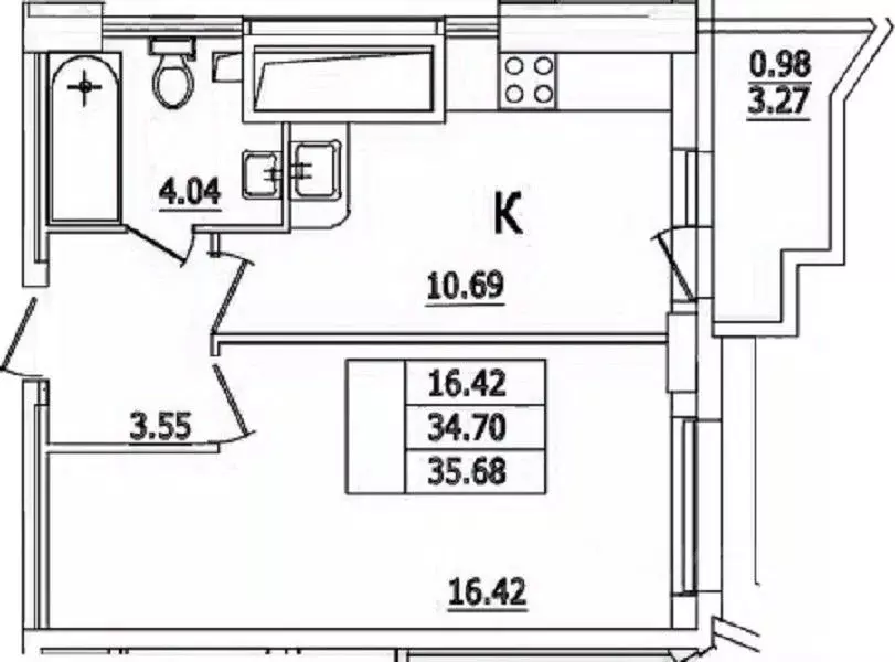 1-к кв. Санкт-Петербург ул. Кустодиева, 7к1 (35.68 м) - Фото 1