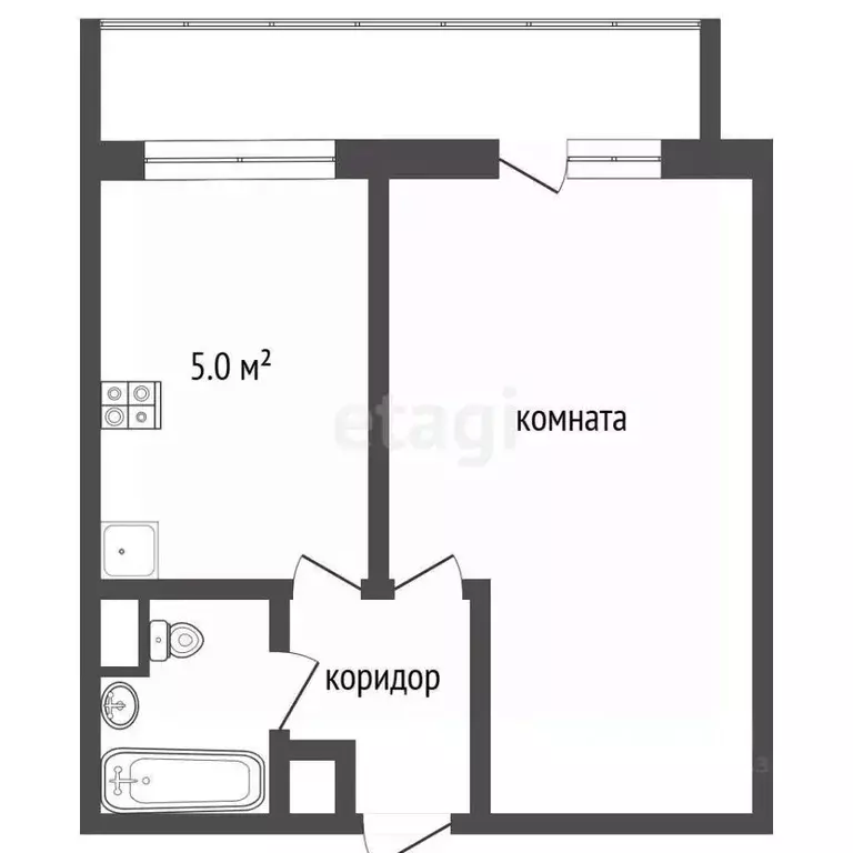 1-к кв. Крым, Ялта ул. Блюхера, 17 (33.6 м) - Фото 1