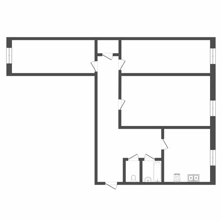 3-комнатная квартира: Тюмень, улица Республики, 155 (58.9 м) - Фото 1