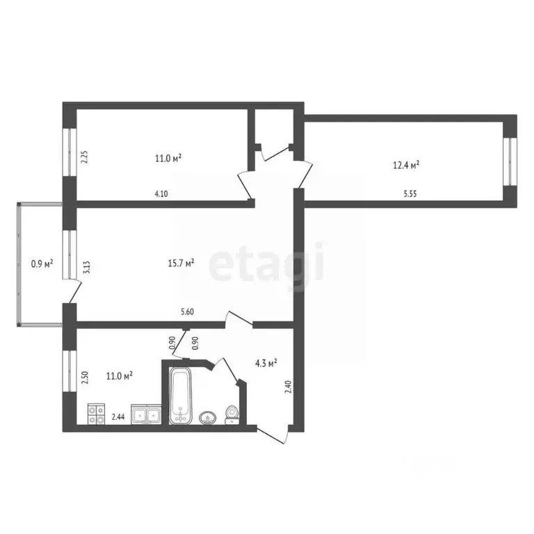 2-к кв. Крым, Сакский район, Новофедоровка пгт ул. Героев (56.6 м) - Фото 2