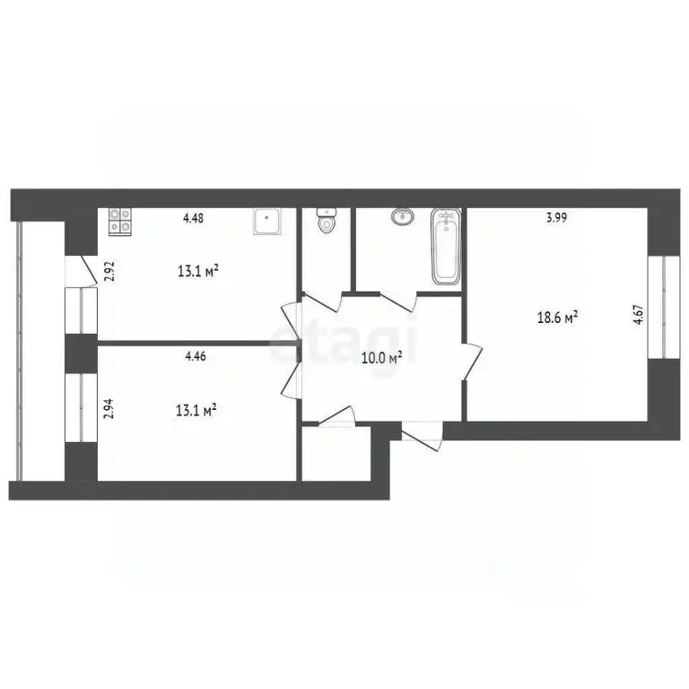 2-к кв. Вологодская область, Вологда Архангельская ул., 17 (63.0 м) - Фото 2