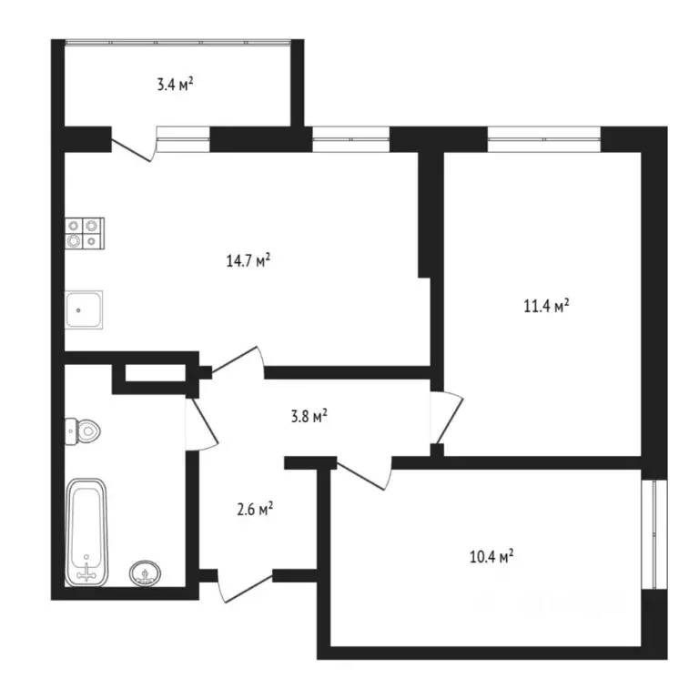 2-к кв. Тюменская область, Тюменский муниципальный округ, д. Патрушева ... - Фото 2