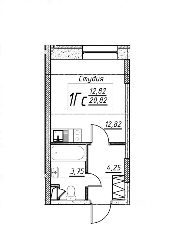 Студия Московская область, Домодедово Востряково мкр, ул. Ледовская, ... - Фото 1