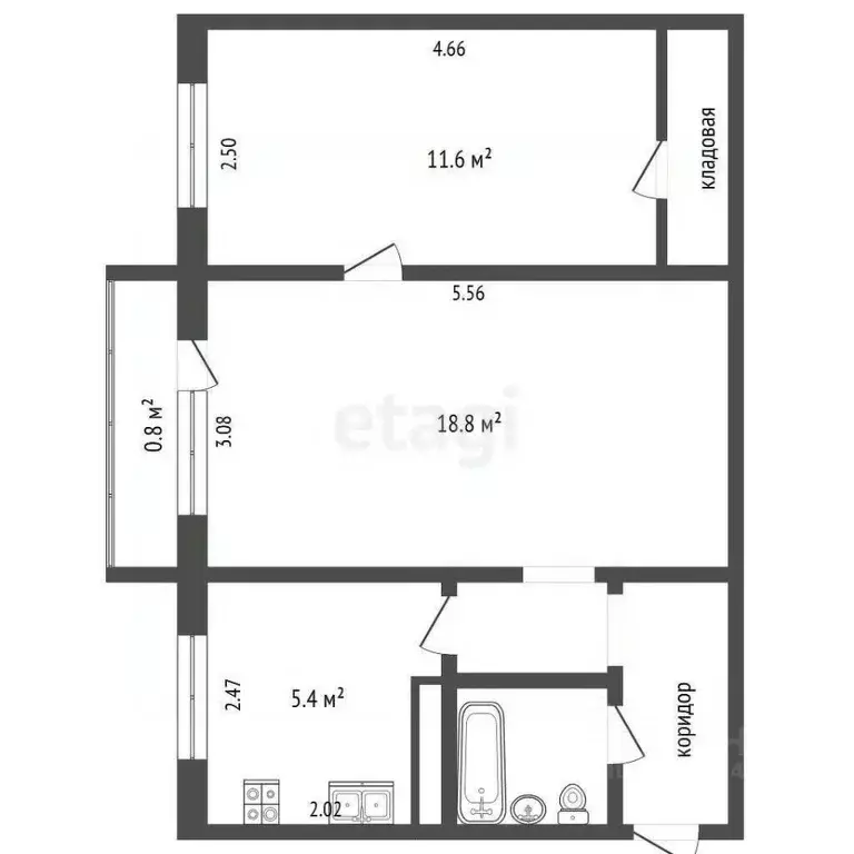 2-к кв. Псковская область, Печоры Заводская ул., 3б (44.6 м) - Фото 0
