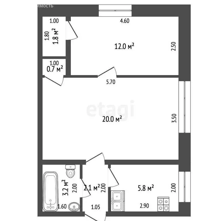 2-комнатная квартира: Прохоровка, Советская улица, 158 (43.6 м) - Фото 1