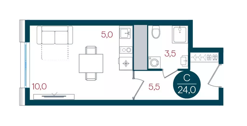 Квартира-студия: Москва, жилой комплекс Русич Кантемировский (24 м) - Фото 1