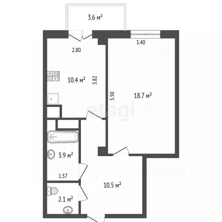 1-к кв. Ростовская область, Аксай ул. Мира, 1 (45.6 м) - Фото 1