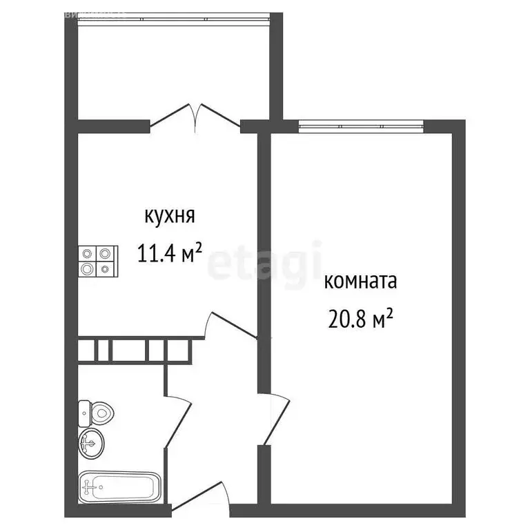 1-комнатная квартира: Воронеж, улица Маршала Одинцова, 25Б/11 (42 м) - Фото 1