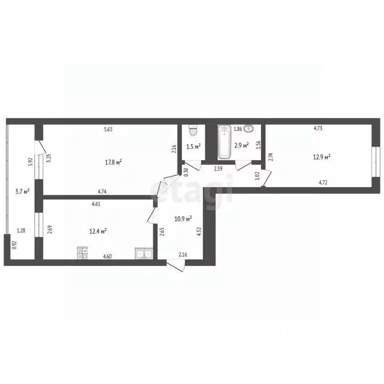 2-к кв. Марий Эл, Йошкар-Ола ул. Димитрова, 59А (62.1 м) - Фото 2