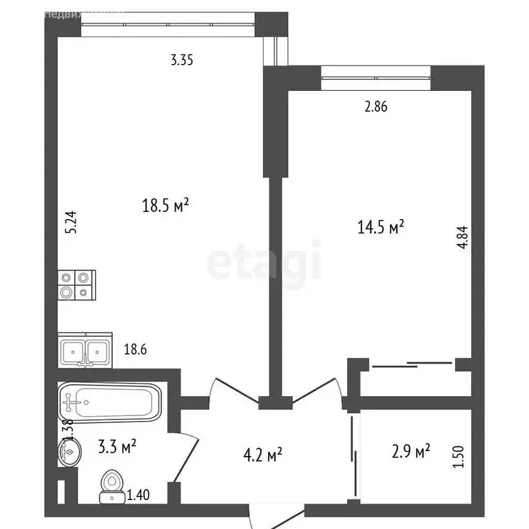 2-комнатная квартира: Кемерово, улица Мичурина, 58к3 (44.4 м) - Фото 0