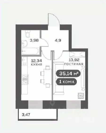 1-к кв. Красноярский край, Красноярск Академгородок мкр,  (35.14 м) - Фото 0