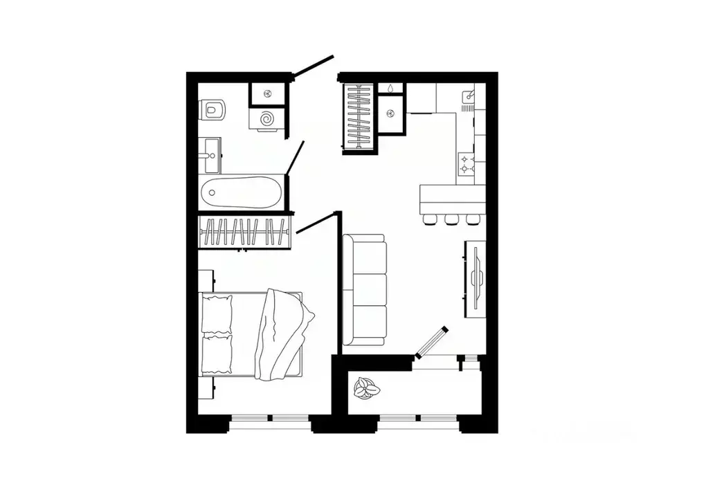 1-к кв. Тульская область, Тула ул. Седова, 26к3 (37.7 м) - Фото 1